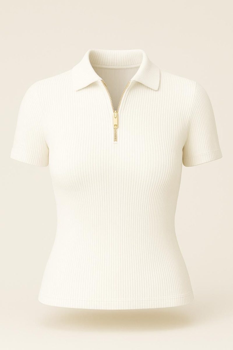 Zipper Front Ribbed Top - Image 2