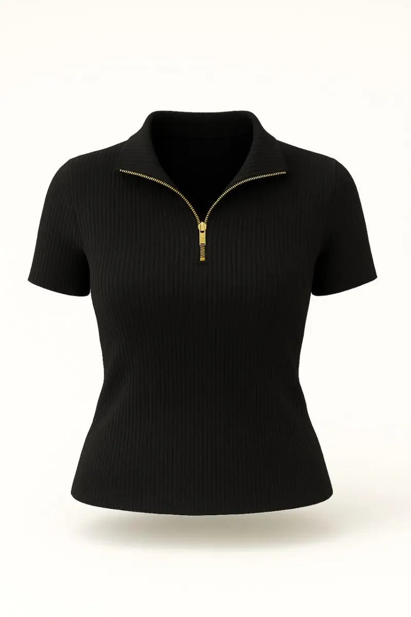 Zipper Front Ribbed Top - Image 8