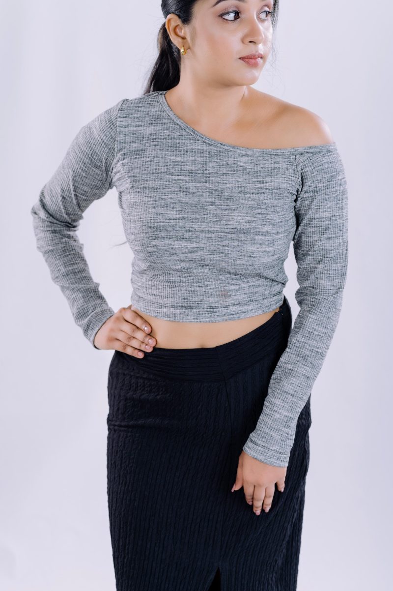 One Shoulder Ribbed Top - Image 4