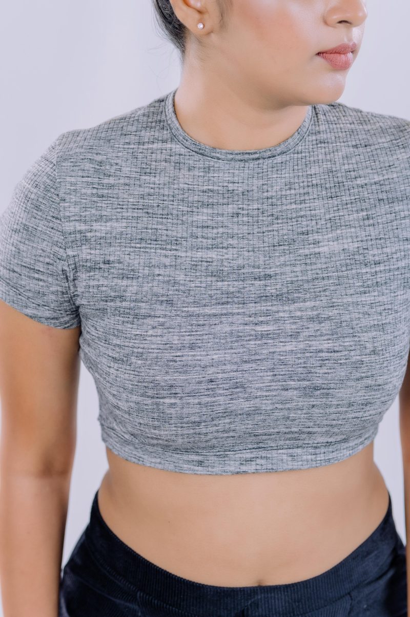 Round Neck Rib Crop Top - Image 2